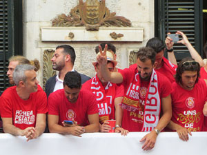 Ascens del Girona FC i el B&agrave;squet Girona. Rebuda a la pla&ccedil;a del Vi