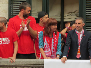 Ascens del Girona FC i el B&agrave;squet Girona. Rebuda a la pla&ccedil;a del Vi