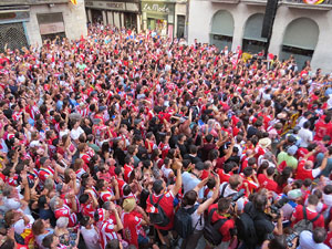 Ascens del Girona FC i el B&agrave;squet Girona. Rebuda a la pla&ccedil;a del Vi