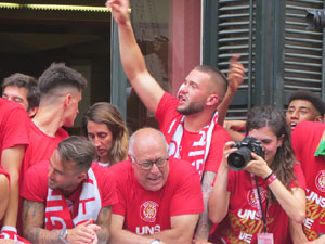 Ascens del Girona FC i el B&agrave;squet Girona. Rebuda a la pla&ccedil;a del Vi