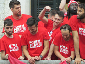 Ascens del Girona FC i el B&agrave;squet Girona. Rebuda a la pla&ccedil;a del Vi