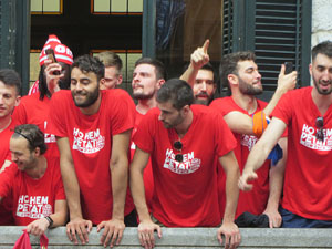 Ascens del Girona FC i el B&agrave;squet Girona. Rebuda a la pla&ccedil;a del Vi