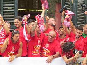 Ascens del Girona FC i el B&agrave;squet Girona. Rebuda a la pla&ccedil;a del Vi