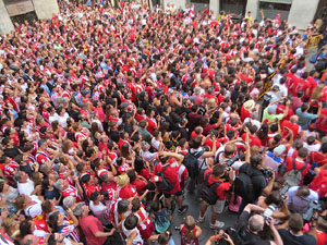 Ascens del Girona FC i el B&agrave;squet Girona. Rebuda a la pla&ccedil;a del Vi