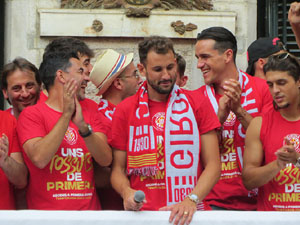 Ascens del Girona FC i el B&agrave;squet Girona. Rebuda a la pla&ccedil;a del Vi