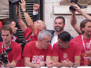 Ascens del Girona FC i el B&agrave;squet Girona. Rebuda a la pla&ccedil;a del Vi