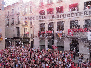 Ascens del Girona FC i el B&agrave;squet Girona. Rebuda a la pla&ccedil;a del Vi