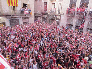 Ascens del Girona FC i el B&agrave;squet Girona. Rebuda a la pla&ccedil;a del Vi