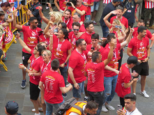 Ascens del Girona FC i el B&agrave;squet Girona. Rebuda a la pla&ccedil;a del Vi