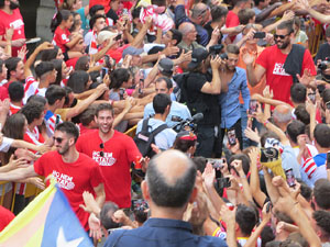 Ascens del Girona FC i el B&agrave;squet Girona. Rebuda a la pla&ccedil;a del Vi