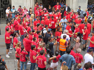 Ascens del Girona FC i el B&agrave;squet Girona. Rebuda a la pla&ccedil;a del Vi
