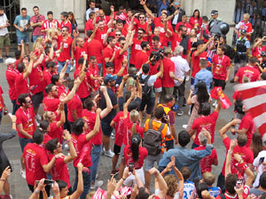 Ascens del Girona FC i el B&agrave;squet Girona. Rebuda a la pla&ccedil;a del Vi