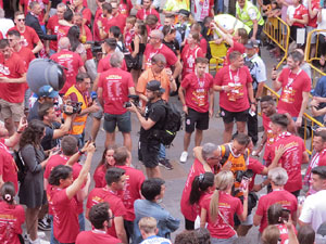 Ascens del Girona FC i el B&agrave;squet Girona. Rebuda a la pla&ccedil;a del Vi