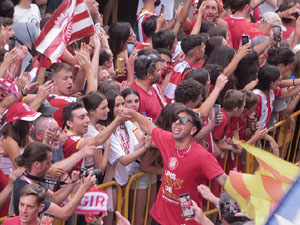 Ascens del Girona FC i el B&agrave;squet Girona. Rebuda a la pla&ccedil;a del Vi