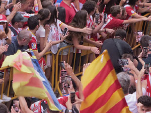 Ascens del Girona FC i el B&agrave;squet Girona. Rebuda a la pla&ccedil;a del Vi