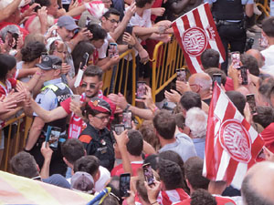 Ascens del Girona FC i el B&agrave;squet Girona. Rebuda a la pla&ccedil;a del Vi