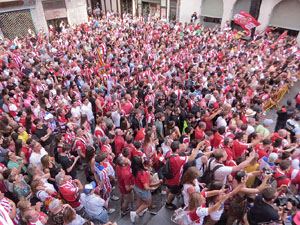 Ascens del Girona FC i el B&agrave;squet Girona. Rebuda a la pla&ccedil;a del Vi