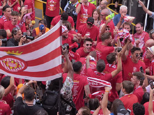 Ascens del Girona FC i el B&agrave;squet Girona. Rebuda a la pla&ccedil;a del Vi