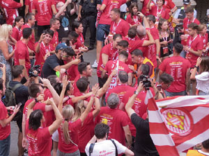 Ascens del Girona FC i el B&agrave;squet Girona. Rebuda a la pla&ccedil;a del Vi