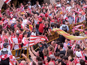 Ascens del Girona FC i el B&agrave;squet Girona. Rebuda a la pla&ccedil;a del Vi