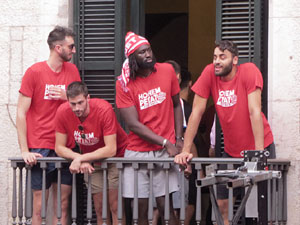 Ascens del Girona FC i el B&agrave;squet Girona. Rebuda a la pla&ccedil;a del Vi