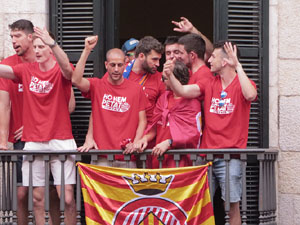 Ascens del Girona FC i el B&agrave;squet Girona. Rebuda a la pla&ccedil;a del Vi
