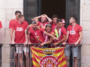 Ascens del Girona FC i el B&agrave;squet Girona. Rebuda a la pla&ccedil;a del Vi