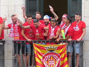 Ascens del Girona FC i el B&agrave;squet Girona. Rebuda a la pla&ccedil;a del Vi