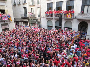Ascens del Girona FC i el B&agrave;squet Girona. Rebuda a la pla&ccedil;a del Vi