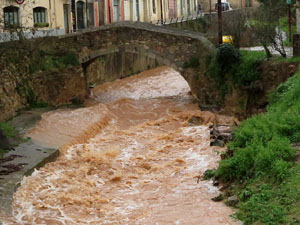 La crescuda del Galligants el dijous 23 de gener 2020 a conseq&uuml;&egrave;ncia del temporal Gloria