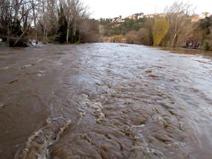 La crescuda del Ter el dijous 23 de gener 2020 a conseq&uuml;&egrave;ncia del temporal Gloria