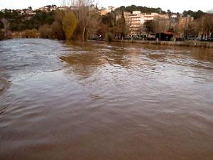La crescuda del Ter el dijous 23 de gener 2020 a conseq&uuml;&egrave;ncia del temporal Gloria