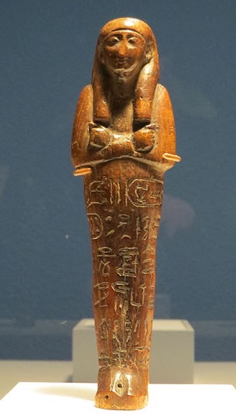 Shabti del fara&oacute; Seti I. Fusta. Dinastia XIX, regnat de Seti I, Ca. 1294-1279 aC. Tomba de Seti I, Vall dels Reis, Tebes