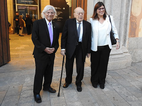 Llu&iacute;s Roura, Jordi Pujol i Gemma Geis a l'arribada del President a la Casa de Cultura
