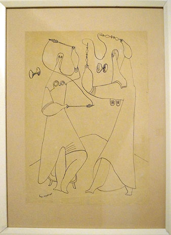 Parella jugant al di&agrave;bolo. Eugenio Granell. 1944. Tinta sobre paper