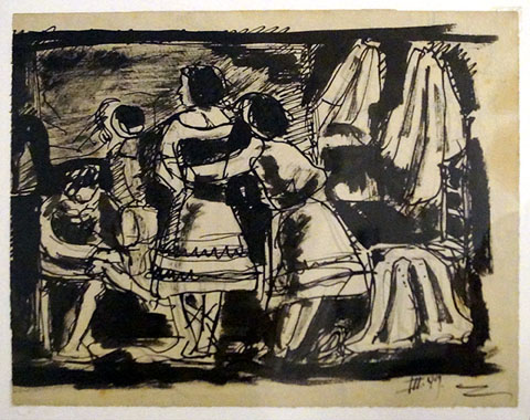 Dibuix. Enric Marqu&egrave;s. 1949. T&egrave;cnica mixta sobre paper