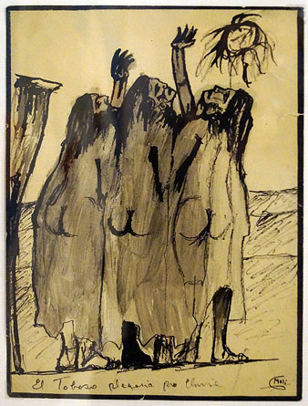 El 'Toboso'. Plegaria prolluvia. Manel Mol&iacute;. S/data. Tinta sobre paper