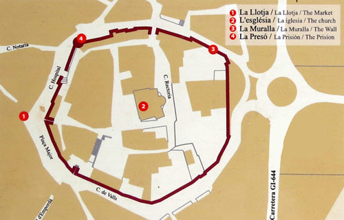 Plànol de situació dels principals elements del conjunt històric d'Ullastret