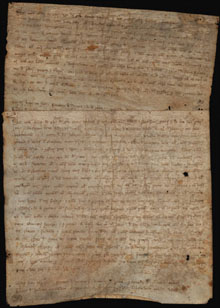 1271, juny 6. Lluïció; 1271, juny 6. Afranquiment. Dos pergamins relacionats i cosits junts. El comte Hug V d'Empúries (+ 1277) sanciona la lluïció dels censos i altres drets que gravaven el mas de Barcelona, vídua de Berenguer de Pla, d'Ullastret, feta per 1.300 sous melgoresos, pagats als marmessors de Guillem d'Ullastret; El comte Hug V d'Empúries (+1277) declara afranquit el mas de Barcelona, vídua de Berenguer de Pla d'Ullastret, a conseqüència de la lluïció de censos i drets feta als marmessors del difunt Guillem d'Ullastret