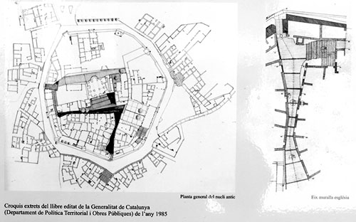 Planta general del nucli antic i eix muralla església