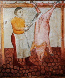 Especejament d'un porc. Gravat del segle XVI