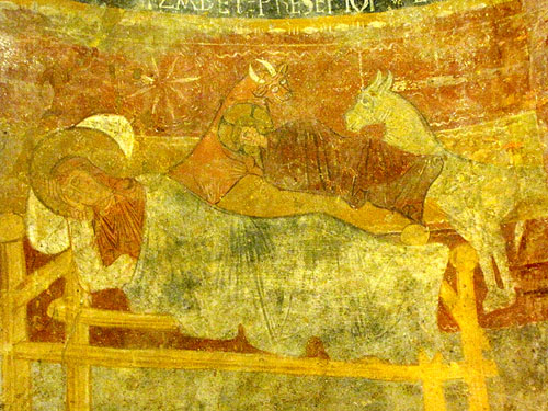 Pintura mural del segle XII, procedent de l'esgl&eacute;sia parroquial de Pedriny&agrave;, municipi de La Pera. Detall