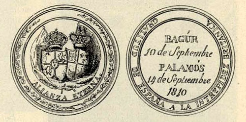 Medalla commemorativa de la recuperaci&oacute; per la flota brit&agrave;nica del general Doyle, de Begur i Palam&oacute;s el 1810