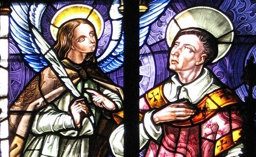 Vitrall de l'esgl&eacute;sia de Sant Esteve. Detall