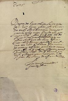 Carta dels cònsols i consell de Sant Joan les Fonts al comte de Santa Coloma. 1639