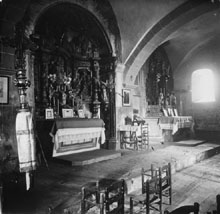 Interior de l'esgl&eacute;sia de Sant Andreu de Socarrats. 1922