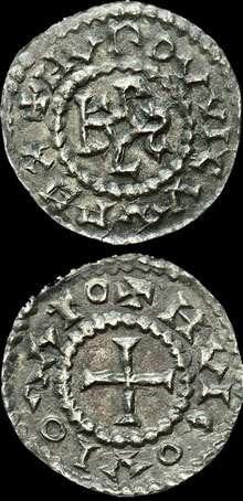 Moneda del rei franc Llu&iacute;s el tartamut (846-879)