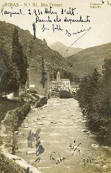 Esgl&eacute;sia de Santa Maria de Ribes i riu Freser. 1900-1907