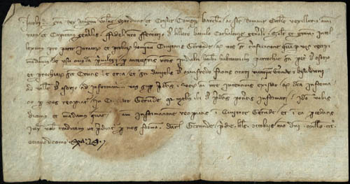 1318. Jaume II a Ferrer de Lillet, batlle general de Catalunya. Li mana que sigui a Girona, i no a la vall d�Osor, on es rebi la informaci&oacute; sobre un privilegi de gr&agrave;cia concedit pels seus predecessors a favor dels habitants de les parr&ograve;quies de Sant Pere d�Osor, de Santa Creu d�Horta i de Sant Daniel de Maifr&eacute;