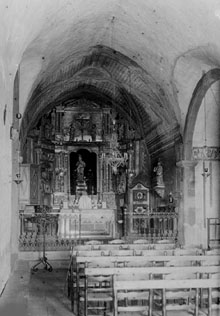 Interior de l'esgl&eacute;sia del santuari de la Mare de D&eacute;u del Far. 1924-1936